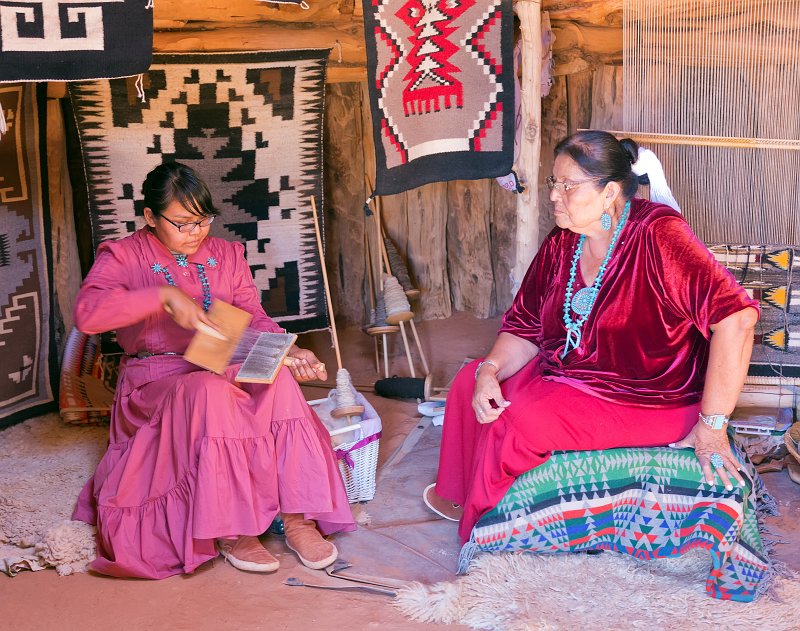 Navajo Weaver Demomnstrates Carding, Monument Valley Navajo Tribal Park, Arizona, USA | Monument Valley Navajo Tribal Park - Arizona, USA (IMG_7099.jpg)
