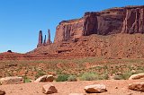Three Sisters and Mitchell Mesa, Monument Valley Navajo Tribal Park, Arizona, USA