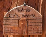 Welcome Sign on Hogan's Entrance, Monument Valley Navajo Tribal Park, Arizona, USA