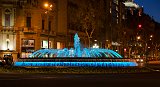 Fountain at Gran Via de les Corts Catalanes by night, Barcelona