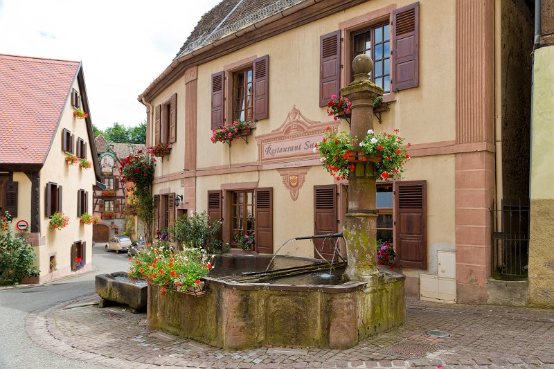 Fountain and Local Restaurant, Hunawihr, Alsace, France | Alsace and Lorraine, France (IMG_3866.jpg)