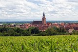 View of Bergheim and the Catholic Church, Alsace, France