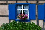 Window and Geranium Flowers, Open Air Museum of Alsace, Ungersheim, France