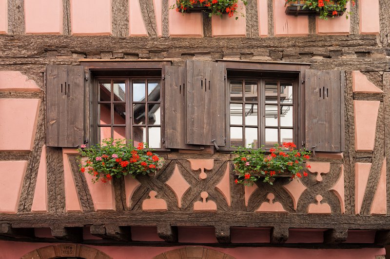 Two Windows and Geranium Flowers, Ribeauvillé, Alsace, France | Ribeauvillé - Alsace, France (IMG_3409.jpg)