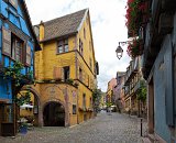 Yellow House on the Main Street, Riquewihr, Alsace, France