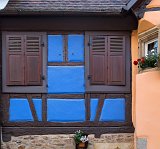 Windows and Blue Wall, Turckheim, Alsace, France