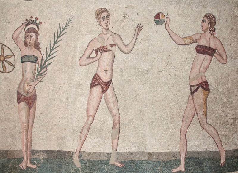 Mosaic floor in Villa Romana del Casale - detail of the bikini girls mosaic | Sicily - Villa Romana del Casale (IMG_9112.jpg)
