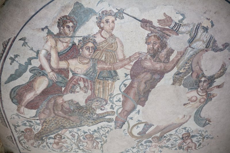 Mosaic floor in Villa Romana del Casale - the Triclinium - Lycurgus and Ambrosia | Sicily - Villa Romana del Casale (IMG_9148.jpg)