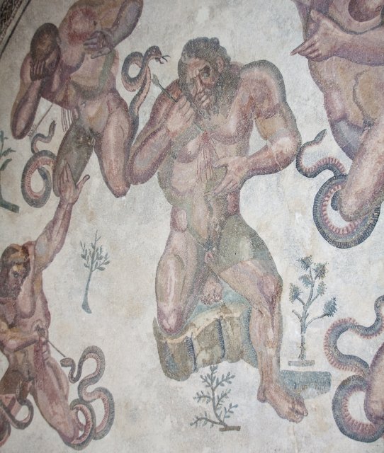 Mosaic floor in Villa Romana del Casale - the Triclinium - The Defeated Giants | Sicily - Villa Romana del Casale (IMG_9158.jpg)