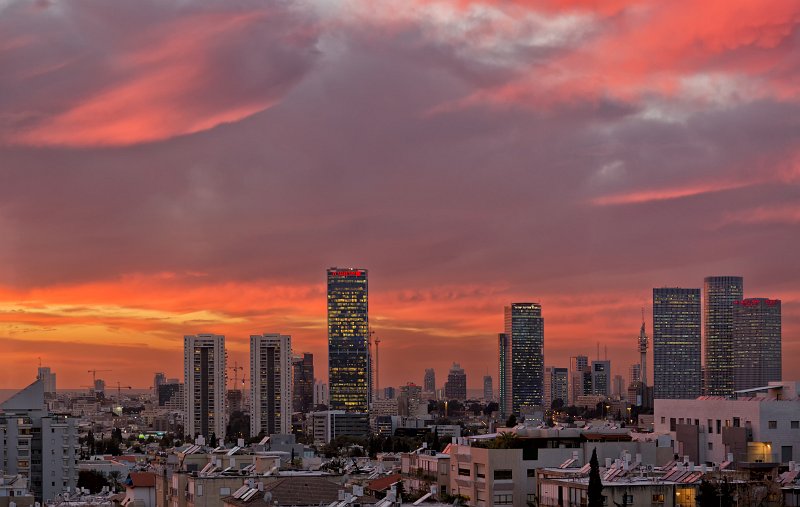Skyline of Tel-Aviv at sunset | Israel (IS60-IMG_7101_02_03_05_2.jpg)