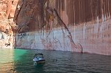 Boat and Swimmers, Lake Powell, Glen Canyon National Recreation Area, Arizona, USA