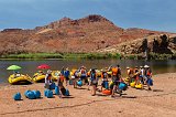 Inflatable Rafts Lined Up For Launch at Lee's Ferry, Glen Canyon NRA, Arizona, USA