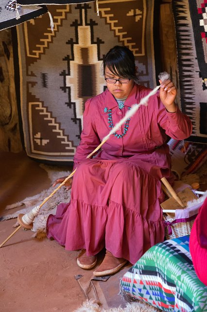 Navajo Weaver Demonstrates Spinning, Monument Valley Navajo Tribal Park, Arizona, USA | Monument Valley Navajo Tribal Park - Arizona, USA (IMG_7104.jpg)