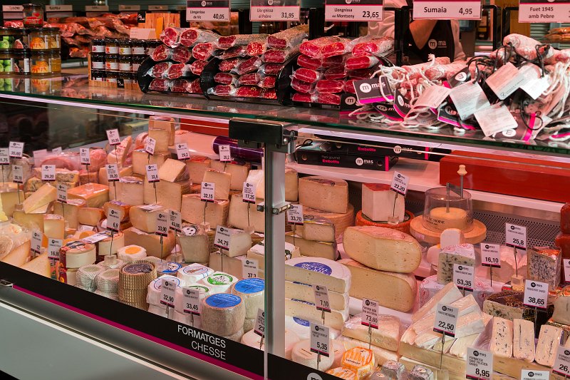 Cheese and Meat Stall at  La Boqueria Market, Barcelona | Barcelona (Catalonia, Spain) (IMG_7640.jpg)
