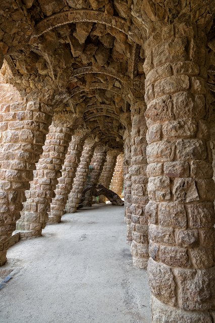Colonnaded footpath under the roadway viaduct, Parc Güell (Güell Park), Barcelona | Barcelona (Catalonia, Spain) (IMG_8136.jpg)