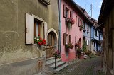 Colorful Houses in a Narrow Street, Eguisheim, Alsace, France