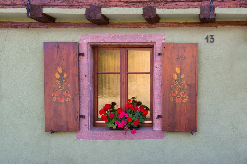 Decorated Window and Flowers, Kaysersberg, Alsace, France | Kaysersberg - Alsace, France (IMG_4181.jpg)