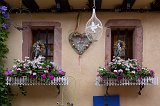 Windows and Petunia Flowers, Riquewihr, Alsace, France