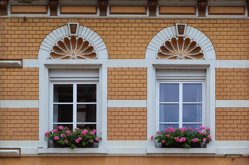 Twin Windows with Geraniums, Gengenbach, Germany | Gengenbach - Baden-Württemberg, Germany (IMG_6442.jpg)