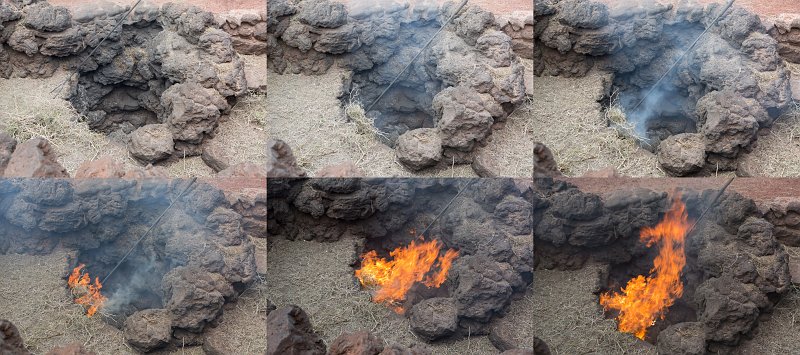 Demonstration of the Hot Earth, Timanfaya National Park, Lanzarote | Lanzarote I (IMG_3027_30_32_33_34_36.jpg)