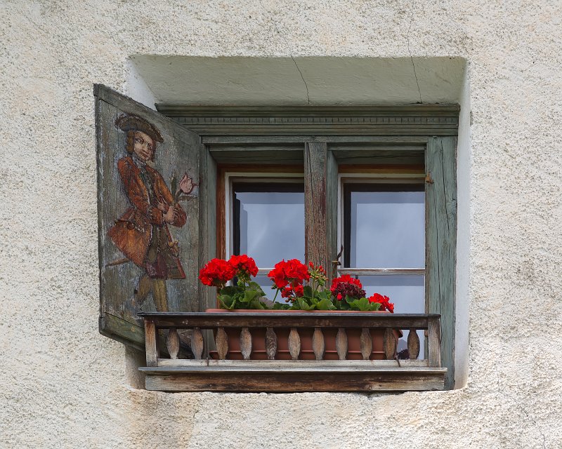 Decorated Window and Geraniums, Sparsels, Graubünden, Switzerland | Switzerland (IMG_4067.jpg)